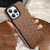 MOWIME Compatible with iPhone 13 Pro Max Wallet Case with Card Holder (2 Cards), Cheetah Print Shockproof Soft TPU Protective Cover Women Girls, Leopard Case for iPhone 13 Pro Max 6.7 Inch, Brown