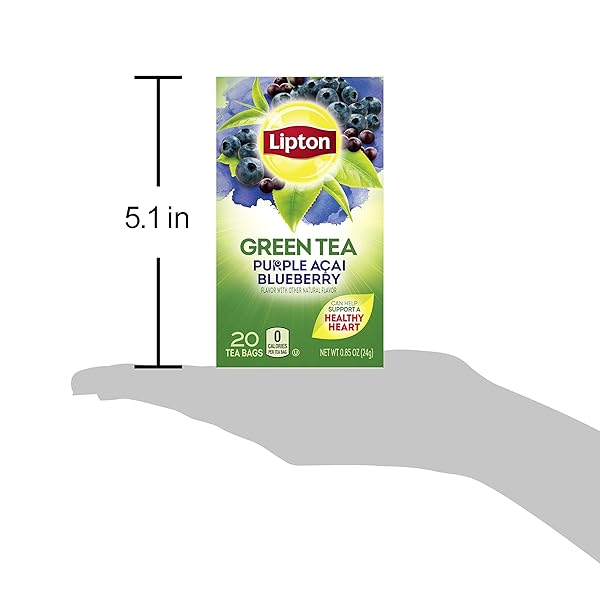 LIPTON GREEN TEA BAGS FLAVORED WITH OTHER NATURAL FLAVORS PURPLE ACAI BLUEBERRY CAN HELP SUPPORT A HEALTHY HEART 1.13 OZ 20 COUNT