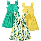 PATPAT Multipack Girl Toddler Dresses Sleeveless Flamingo Striped Toddler Casual Dresses