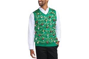 Tipsy Elves Men's Ugly Christmas Sweater Vests - Funny and Tacky Embellished Christmas Sweaters for Men