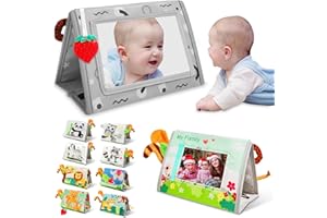 POCKET PANDA Baby Mirror Toys for Tummy Time, Newborn Infant 0 3 4 6 12 Months Old Boy, Girl . Brain Developmental Montessori Sensory High Contrast Crinkle Book w Safe Mirror for Floor, Crib, Car, Bouncer