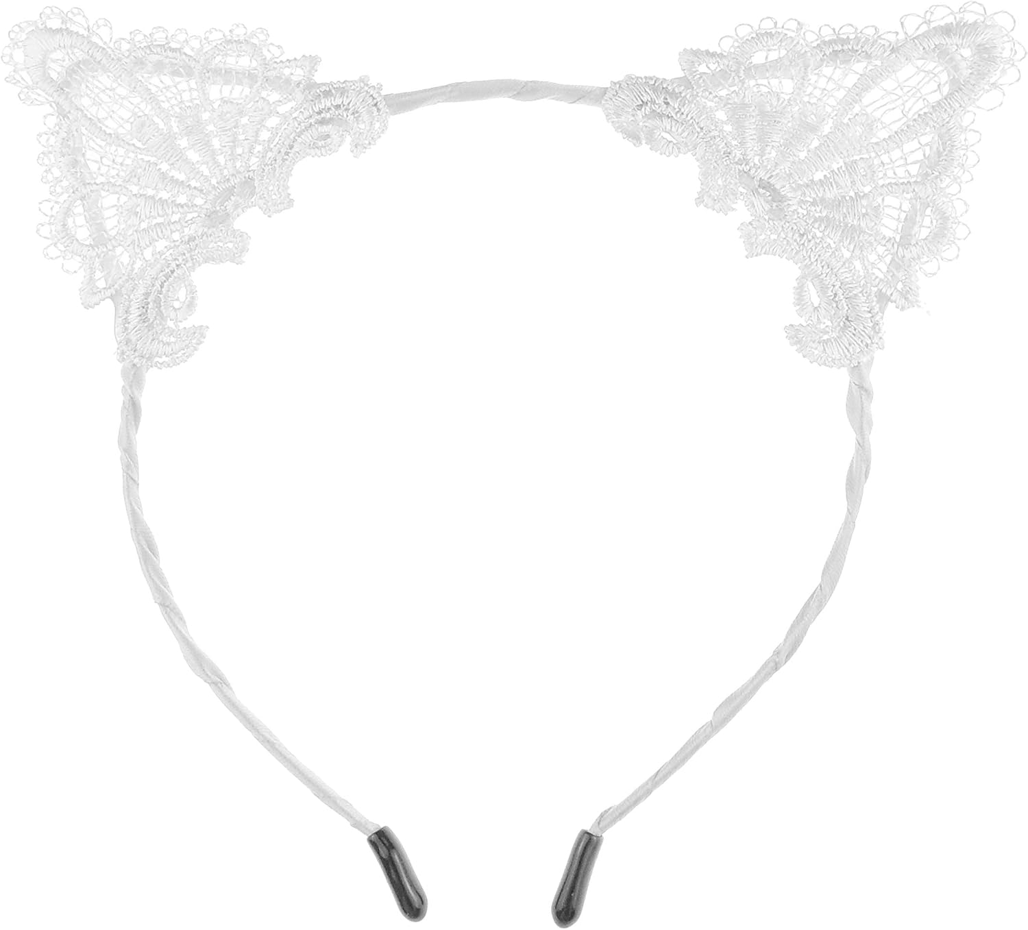 Womens Fancy Dress Up Party Role Play Cosplay Costume Christmas Hen Do Halloween Deeley Bopper Headband Hairband Hair Alice Band Fabric Lace Cat Kitten Ears White