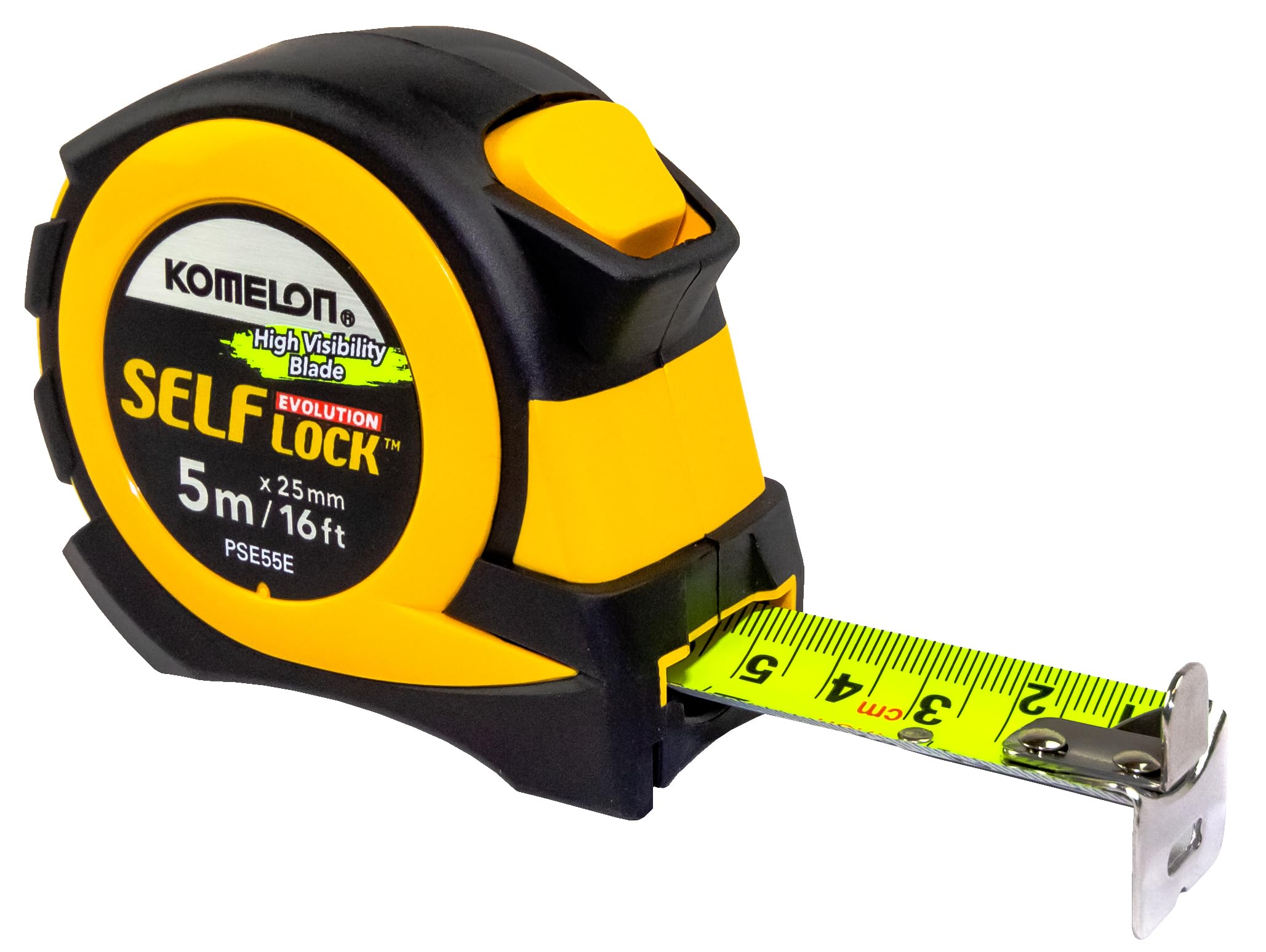 Komelon PSE55E 5M/16' Metric Self-Lock Tape Measure, Yellow/Black