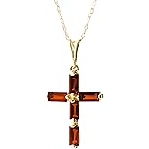 Galaxy Gold GG 14k Solid Gold 18" Necklace with Garnets Cross Pendant