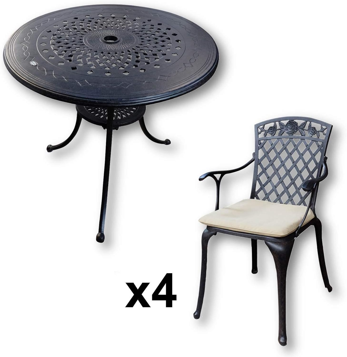 Amazon.de Lazy Susan Anna 80 cm Runder Gartentisch mit 4 Stühlen