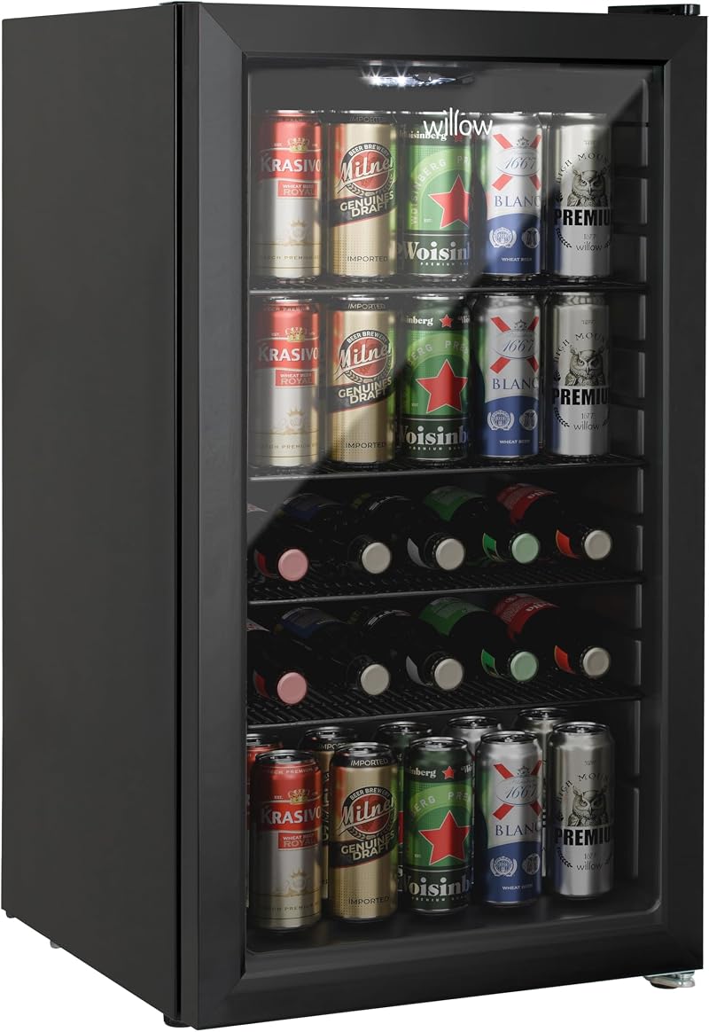 Willow WBC98B 98L Freestanding Undercounter Beverage Cooler Black 39dBA