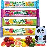 ALL MambaStick Assorted Flavors Candies, Pack of 4, 1 Stick of Each | Tropics, Berry, Sour &amp; Fruit Flavors | Soft &amp; Chewy Candies | Think Candy Resealable Bag