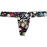 iKingsky Men's Printed Thong Underwear Low Rise Bulge Thong Sexy T-back Under Panties for Men