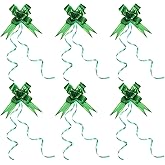PATIKIL 2.8-inch Pull Bows, 40 Pack Present Wrapping String Bows Ribbon Gold Thread Style Decorative Bow Tie for Wedding Party Birthday, Dark Green
