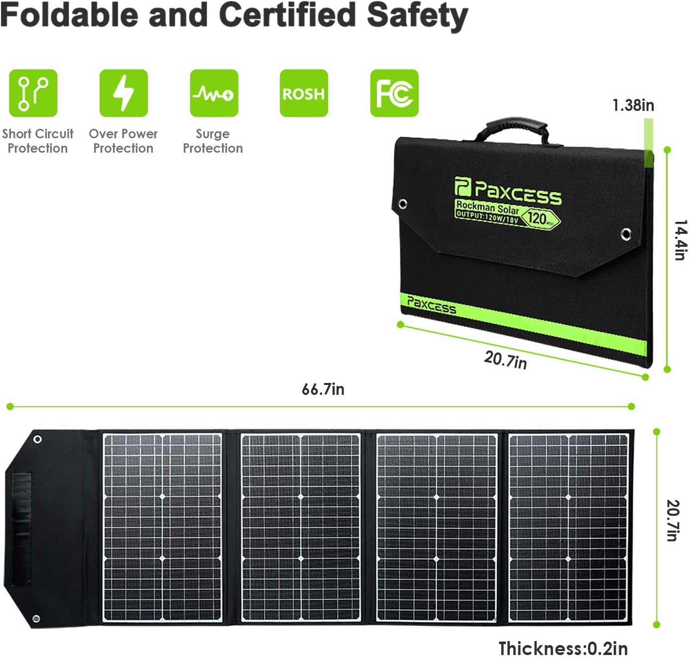 PAXCESS RV Solar Panel, 120W 18V Portable Folding Solar Panel with USB QC 3.0, Type C Output, Off-Grid Emergency Power Supply for RV Camping Travel Outdoor Backup : Garden & Outdoor