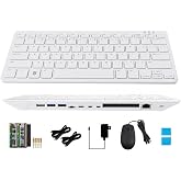 Pi 500 Portable Keyboard Computer Compatible with Raspberry Pi 500, Same Quad-Core 64-bit Arm Processor, Support WiFi/Bluetooth, Comes with Official 32GB Micro SD Card (6 Items)
