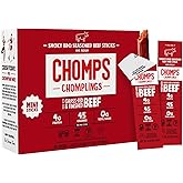 Chomps Smoky BBQ Beef Chomplings, Grass-Fed &amp; Finished, 24ct Protein Snack | 0.5 Oz Chomplings Snack Sticks, Zero Sugar, Gluten Free Beef Jerky, Keto Beef Sticks, 4G Protein Meat Sticks, Paleo, Non-GMO