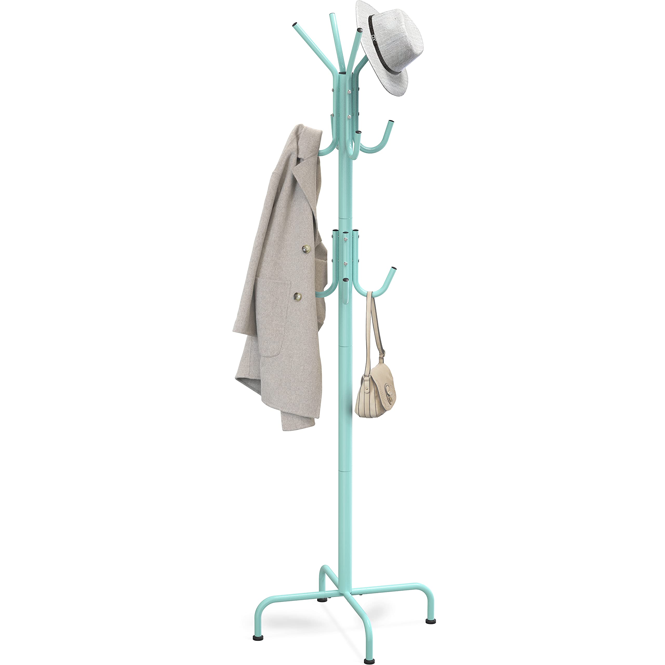 Turquoise Coat Rack Simple Houseware Standing Coat and Hat Hanger Organizer Rack, 12 Hooks ...