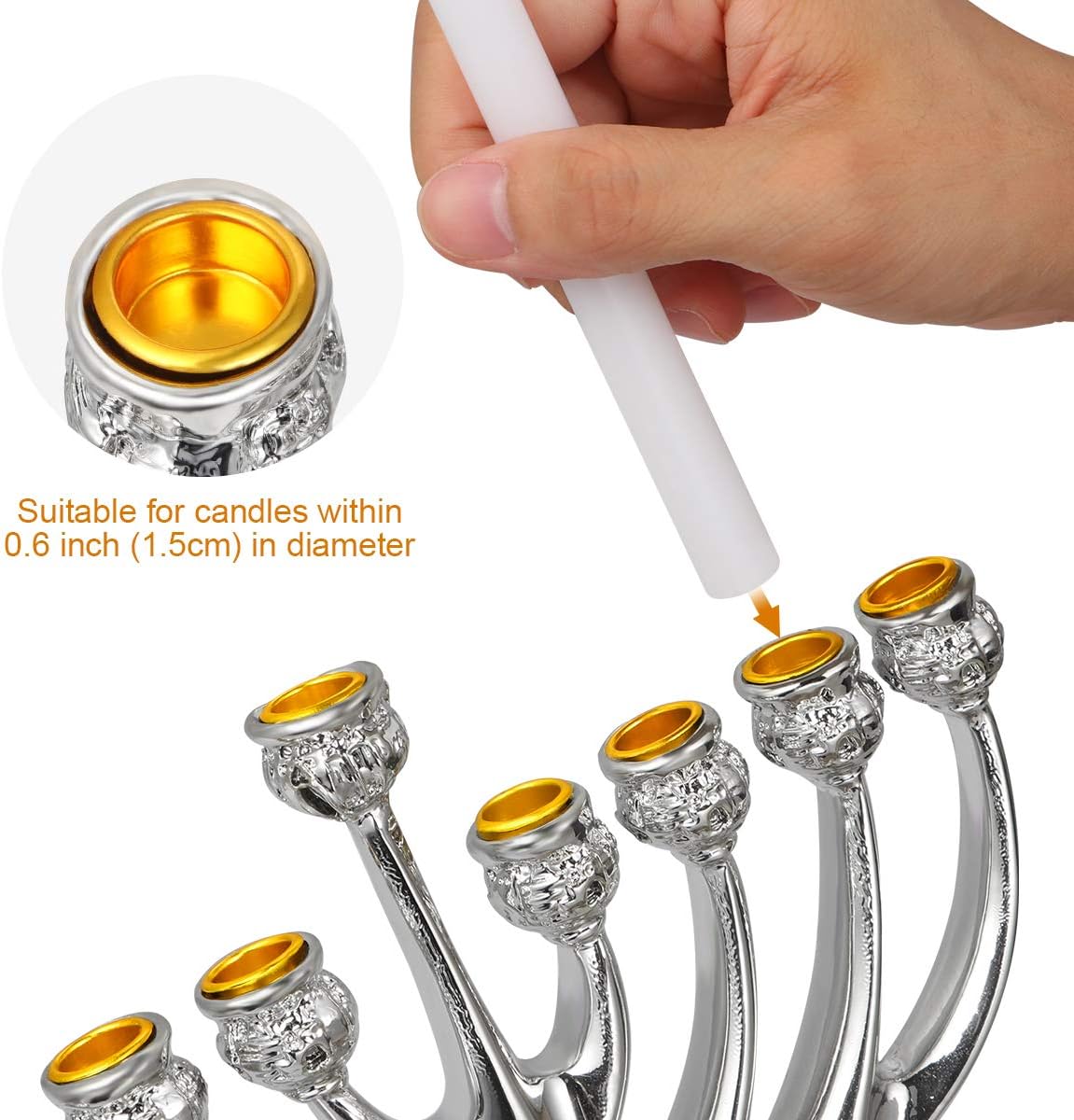 Unomor Sliver Hanukkah Menorahs, Chanukah Menorah with 9 Branches Resin Made: Home & Kitchen