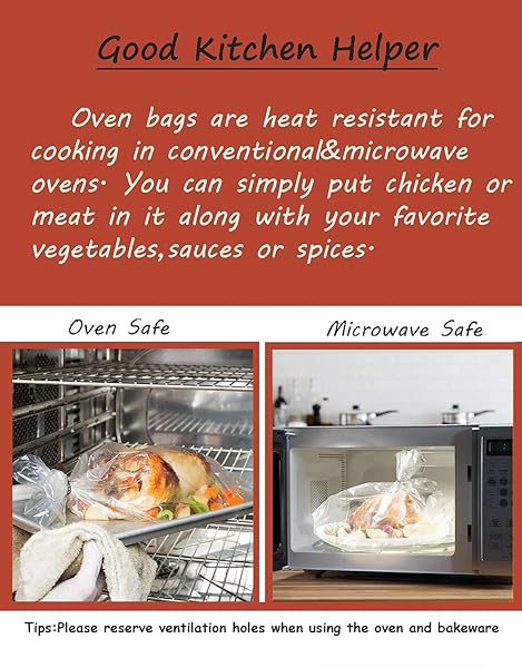 THEAKO 15COUNT COOKING ROASTING BAGS SUITABLE SIZE (12 X 15 INCH) OVEN FOR CHICKEN MEAT FISH AND VEGETABLE