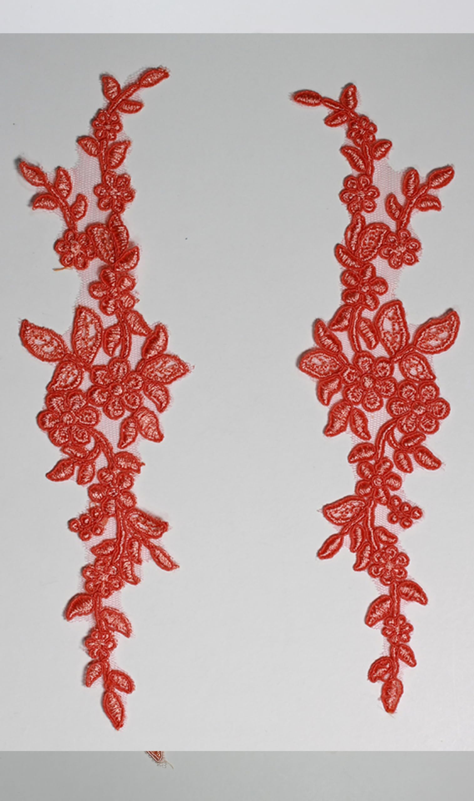 4 x Pieces Corded Lace Applique Wedding Motif Sew On #30 A (Orange)