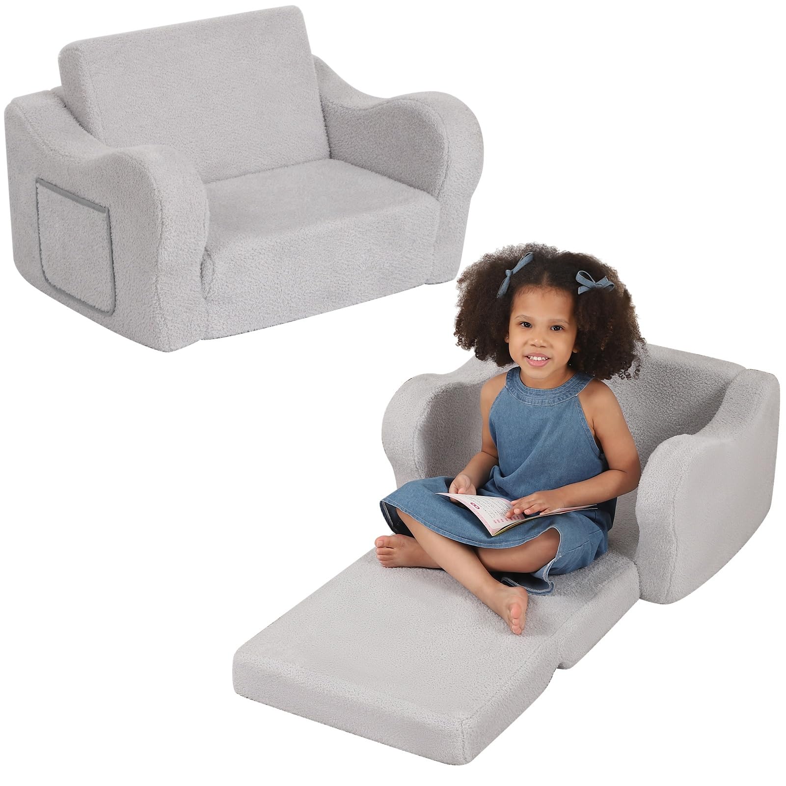 Toddler Chairs Comfy 1-3 Years Old 2-in-1 Convertible Toddler Sofa
