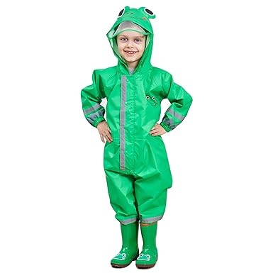 Bwiv Regenmantel Kinder Wasserdicht Atmungsaktiv Regenanzug Einteilig Jungen Mädchen Regenjacke mit Reflektor Leicht Overall 