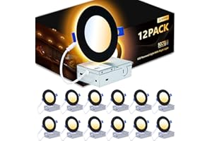 CycevSun Pot Lights LED 4 Inch Black Recessed Lights with Night Light Mode, Dimmable & 2700K/3000K/3500K/4000K/5000K Selectab