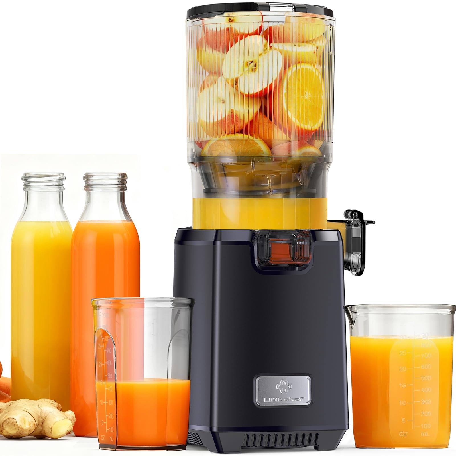 Photo 1 of LINKChef Cold Press Juicer Machines, 130mm Diameter and 1.8L Capacity Juicers Whole Fruit and Vegetable, 250W Masticating Slow Juicer with Automatic Cutting, BPA-Free Tritan
