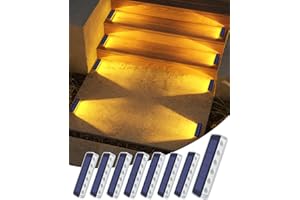 DetarZinLED Solar Step Lights for Outside,8 Pack Solar Stair Lights Outdoor Waterproof,Warm White Deck Light Solar Powered Waterproof for Steps,Stairs,Walkway,Sidewalk,Patio,Pathway