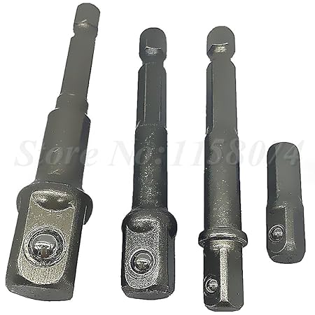 Generic 4pcs Drill Socket Adapter Hex Driver Extension Bar Bit 1/4" 3/8" 1/2" Sq. Drive Driver Impact Drill Socket Adapter Converter Set