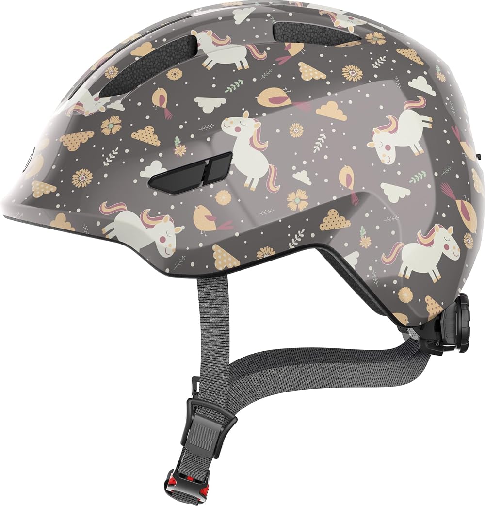 ABUS Smiley 3.0 Childrens Bike Helmet - Deep Fit, Pigtail Space, Reflectors