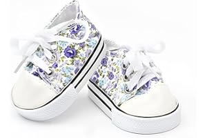 MSYO 18 Inch Doll Canvas Shoes for 18 Inch American Dolls, Floral Upper and Lace Up Design, Available in 8 Patterns and Colors, for 18 Inch Girl Dolls and Other 18 Inch Doll Accessories