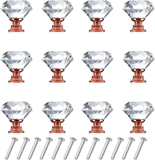 Amazon Com 12 Pack Drawer Knobs Diamond Shaped Crystal Glass 30mm