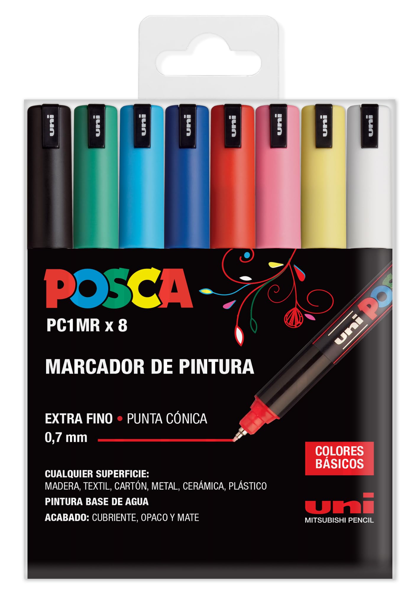 Set of 8 markers 0.7 mm POSCA PC-1MR