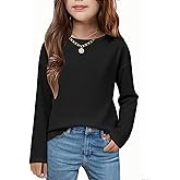 Arshiner Girls Long Sleeve Shirts Drop Shoulder Casual Loose Fit Crewneck Blouse Tee Tops
