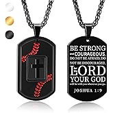 Fervia Easter Basket Stuffers - Baseball Bible Verse Cross Necklace Stainless Steel Cross Pendant Religious Gifts Sports Jewelry Birthday Christmas Gifts Kids Boys Men Teens Boyfriend