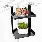 SANQOUYTT Office Cubicle Shelf Storage Organizer Accessories Height Adjustable Cubicle Corner Shelf with Hooks (Black, Double Layer)