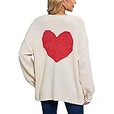 Allifewithu Women's Tie Cardigan Sweaters Long Sleeve Chunky Knit Big Cute Heart Sweater Coats