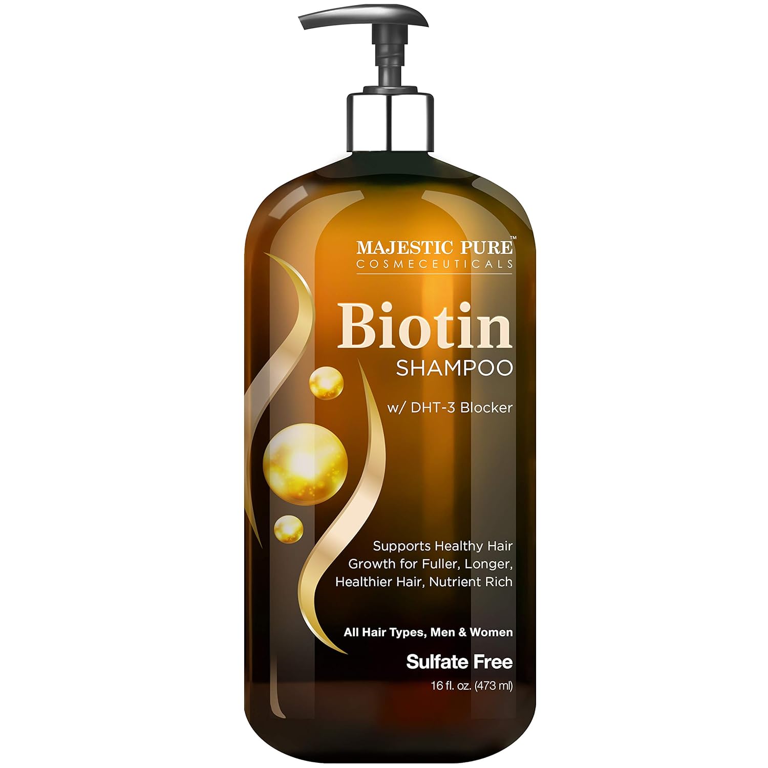 Majestic Pure Biotin Shampoo for Hair Growth - Volumizing Shampoo for Hair Loss - with DHT-3 Blocker - Hydrating & Nourishing - Sulfate Free, for Men & Women - Thin Hair Shampoo - 16 fl oz : Beauty
