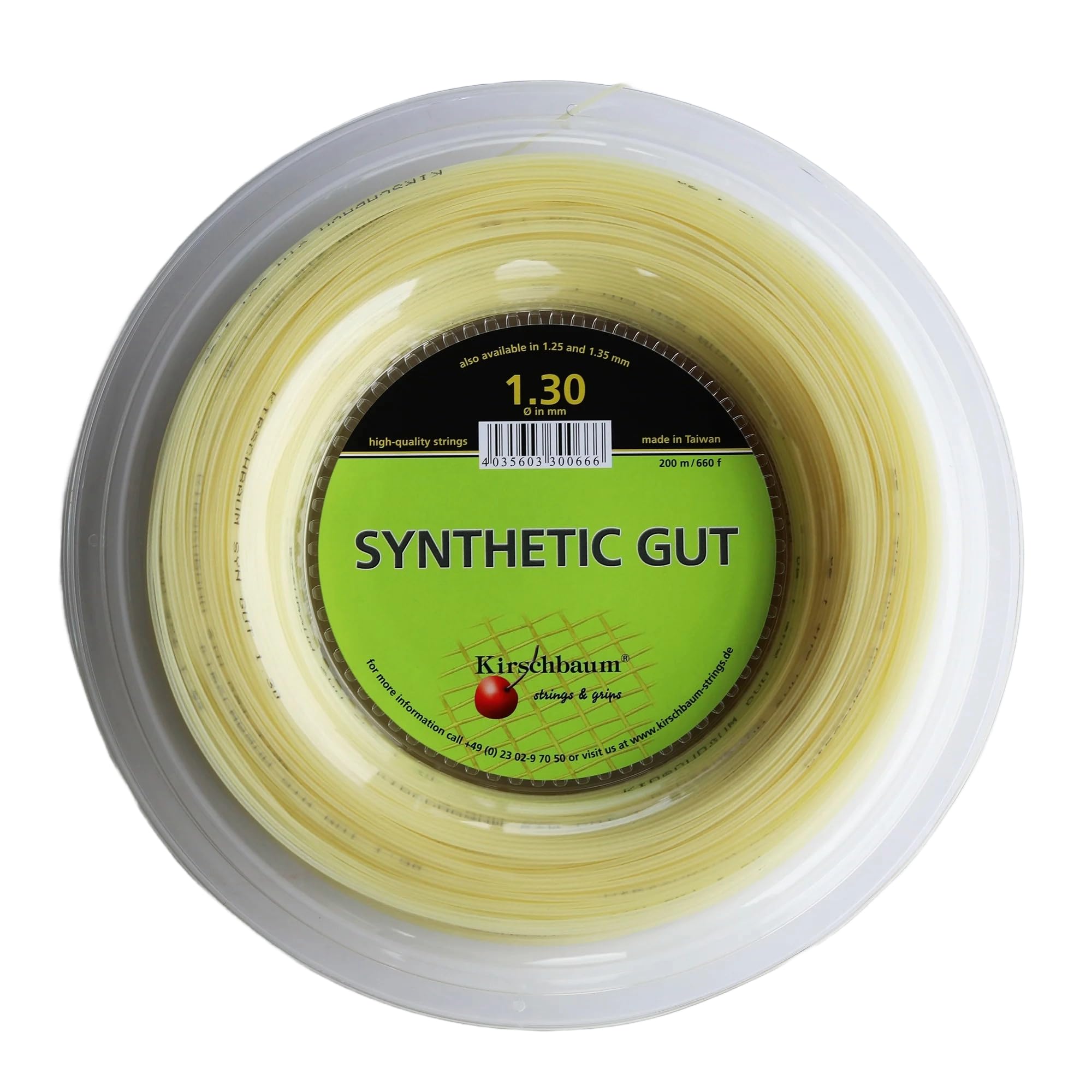 Kirschbaum Reel Synthetic Gut Tennis String, Natural, 1.30mm/16-Gauge