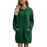 Quenteen Women Hoodies Dress Hooded Sweatshirts Dress Casual Long Sleeve Tunic Dress Oversized Sweatshirts with Pocket
