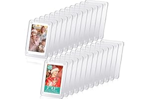 Remerry 100 Pcs Acrylic Magnetic Photo Frame Mini Picture Frame Double Sided Clear Fridge Magnetic Display for Film Photos Cards Stamp Gift for Family Friend Christmas (2.36 x 3.5 Inch)