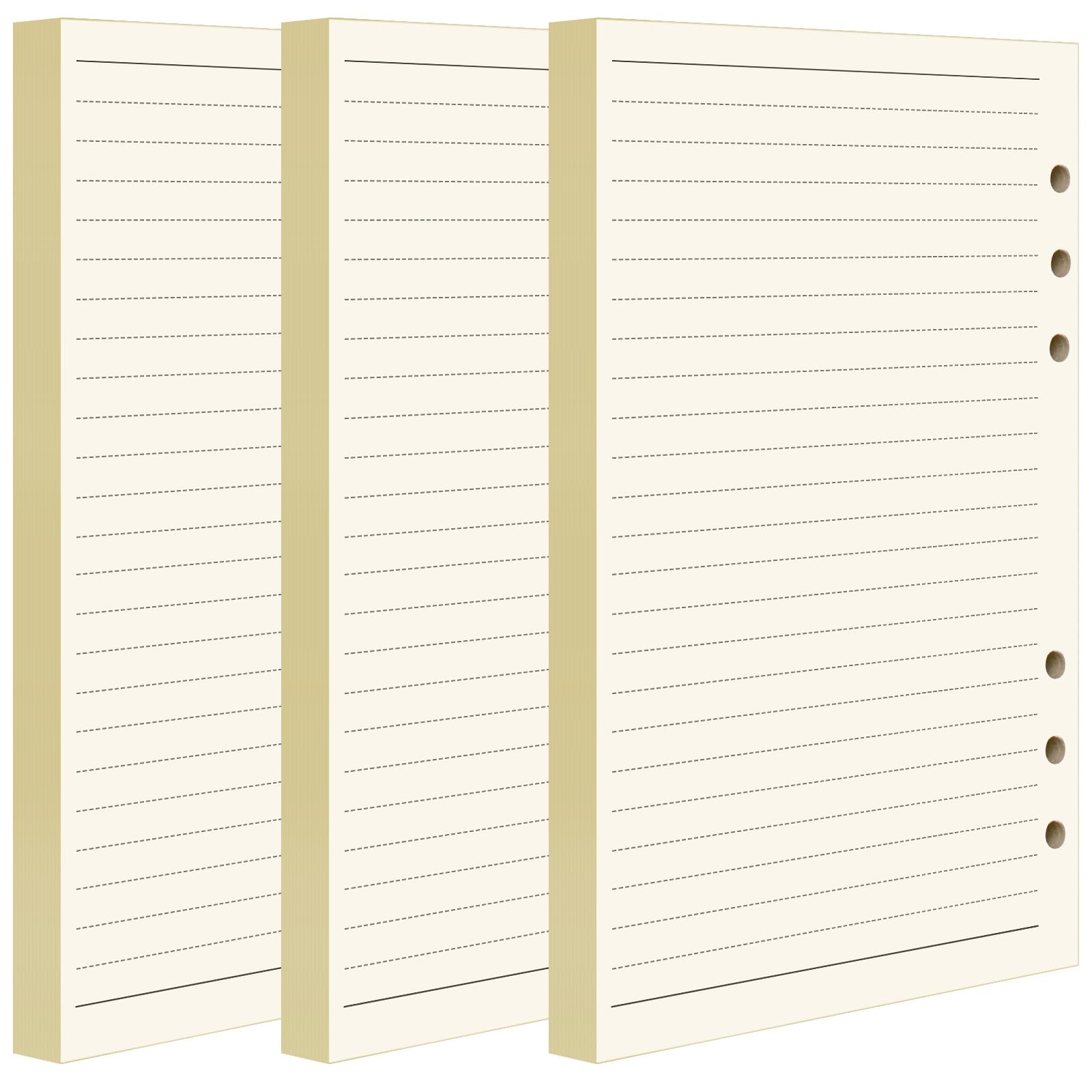 FANDAMEI 3 Pack A5 Refills Paper - 270 Pages/135 Sheets A5 Insert Ruled Lined Paper, 6 Hole Loose Leaf Punched Paper Refill for Diary Notebook, A5 Refillable Planner for School Office Travel