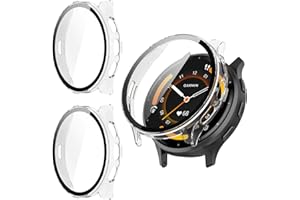 Kimiyaki 2 Pack for Garmin Venu 3 45mm Screen Protector Case [Full Coverage], Hard PC Bumper All-Around Protective Accessories for Garmin Venu 3 Built-in Tempered Glass Film