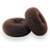 TwistyTieLB Hair Donut Bun Maker, 2 Count Medium (3 Inch/Brown) - Easy to Use Ring Style Bun for Short and Thin Hair