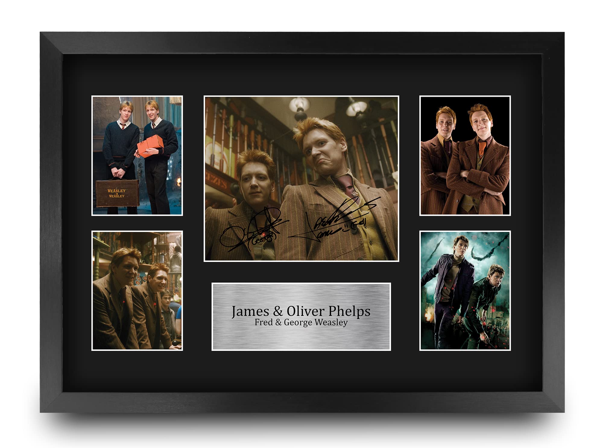 HWC Trading FR A3 James & Oliver Phelps Harry Potter Weasley Twins Gifts Printed Signed Autograph Presentation Display for Movie Memorabilia Fans - A3 Framed