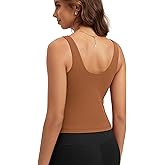 ODODOS Cloud Feeling Tank Bra for Women U Back Wirefree Longline Sports Bra Yoga Top with Removable Pads