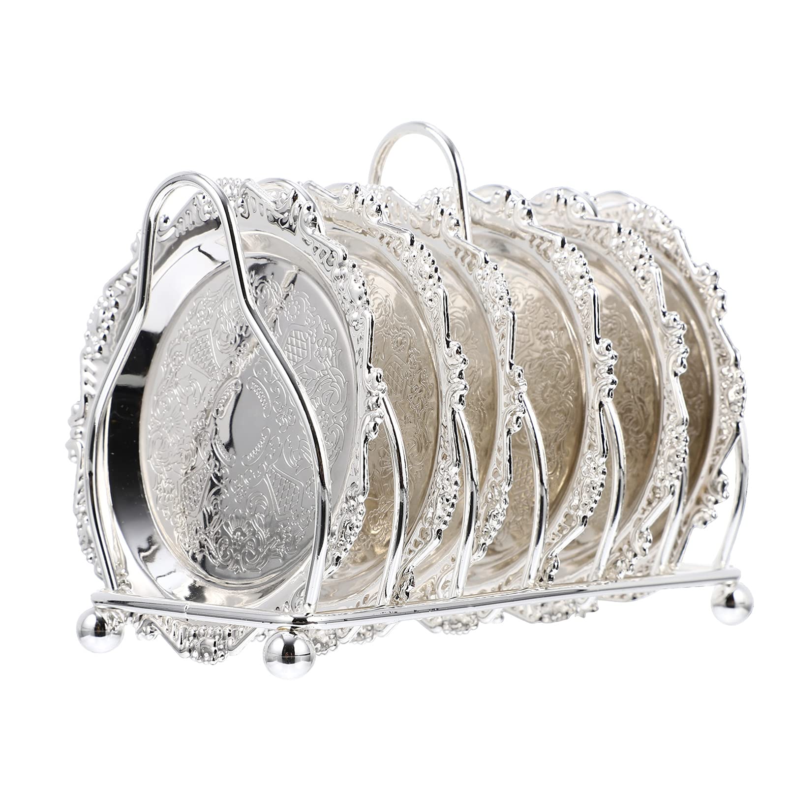 NUOBESTY 1 Set Metal Serving Dish with Storage Rack Snack Platter with Drying Rack Silver Fruit Tray Dinner Plate Tableware Organizer Holder for Home Wedding Party Silver