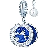 Zodiac Sign Charms for Charm Bracelets - 925 Sterling Silver Necklace Pendants, 12 Constellation/Horoscope Star Dangle - Dangling Birthstone Beads, Birthday Gifts for Women/Men.