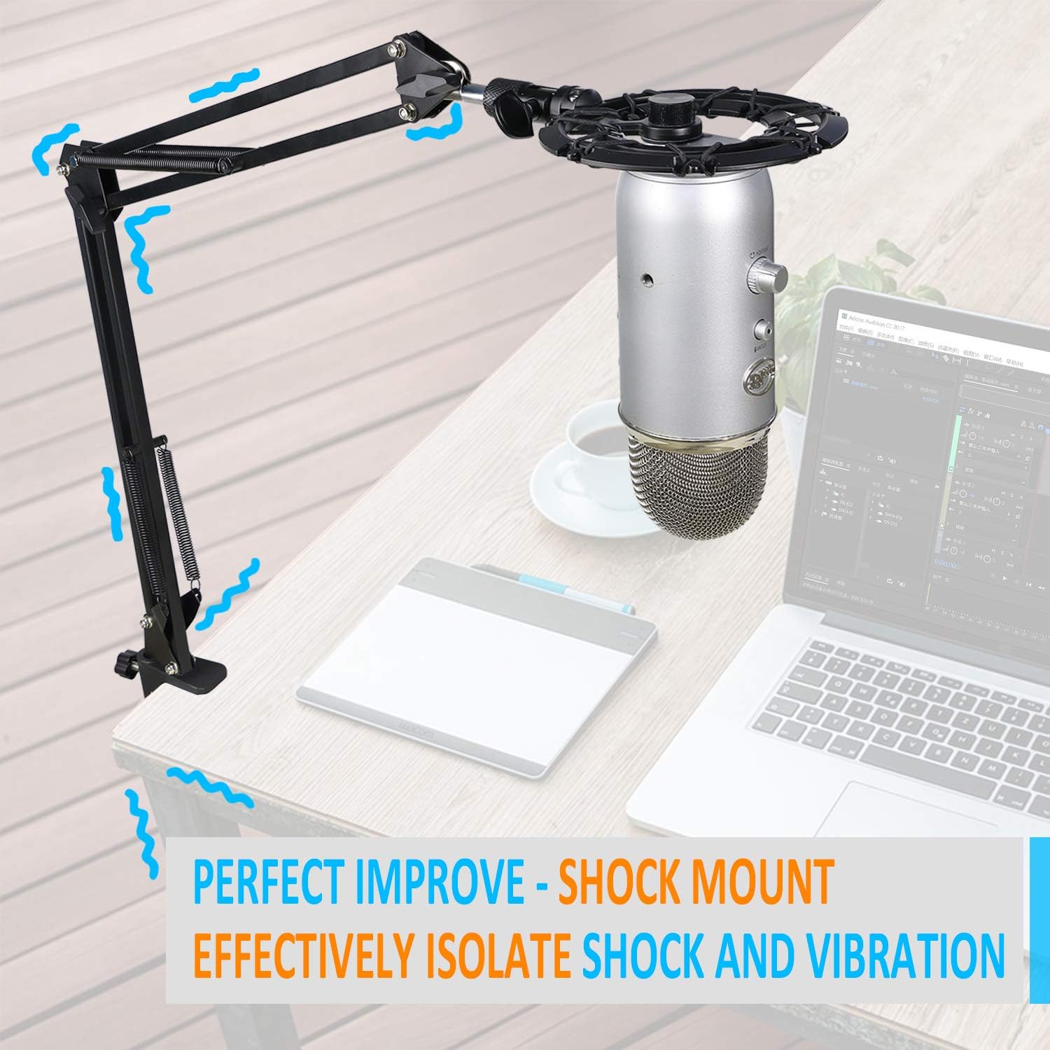 Blue Yeti Shock Mount, Alloy Shockmount Reduces Vibration Noise Matching Mic Boom Arm, Compatible for Blue Yeti and Yeti Pro Microphone by YOUSHARES: Musical Instruments