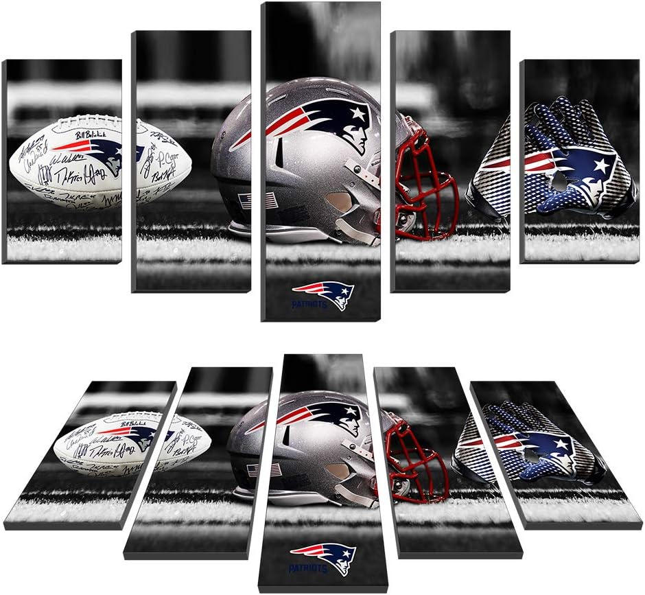 Amazon Com Nfl Canvas Prints Wall Decor New England Patriots Football Helmet Gloves Logo Painting Football Sport Pictures Size2 12x16inx2 12x24inx2 12x32inx1frameless Posters Prints