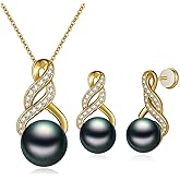 LOIPURI Gifts for Women-Pearl Necklace and Earring Set -925 Sterling Silver Jewelry Set- Birthday Valentines Day Anniversary or Christmas Gifts for Wife