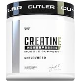 Cutler Nutrition Pure Creatine Monohydrate Powder, 5g, 50 Servings, 8.81 oz | Unflavored | Easy-mixing creatine powder with 5g per serving to support muscle growth, strength, performance and recovery
