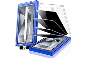 EZ-GLAZ-4 Pack for Galaxy S24 Ultra [6.8"] Privacy Screen Protector, 100% Fingerprint Unlock, 9H+ Hardness Military Grade Shatterproof Long Durable Tempered Glass Film with Flawless Fit Box, Scratch Resistant